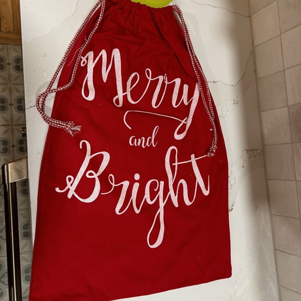 NWT Special Red Sparkle Gift Sack Santa Express Large 27”x19” Merry And Bright